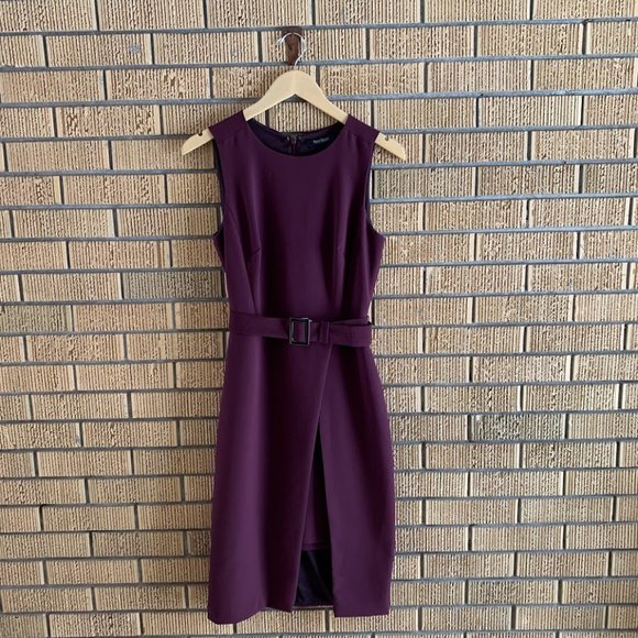 Cutaway Belted Sheath Dress by White House Black Market: size 6 - Picture 6 of 11